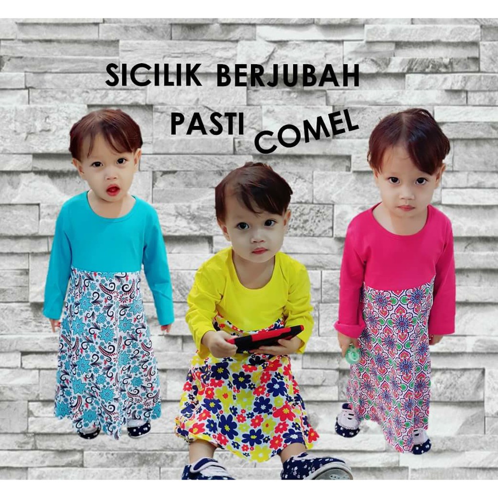 JUBAH PRINTED COTTON JUBAH BUDAK MUSLIMAH DRESS KIDS DRESS