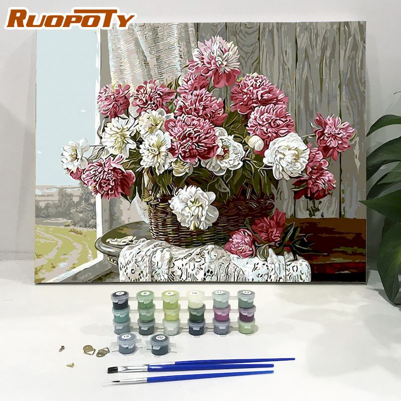 Ruopoty Paint By Number Flowers Oil Painting Canvas Painting Modern ...