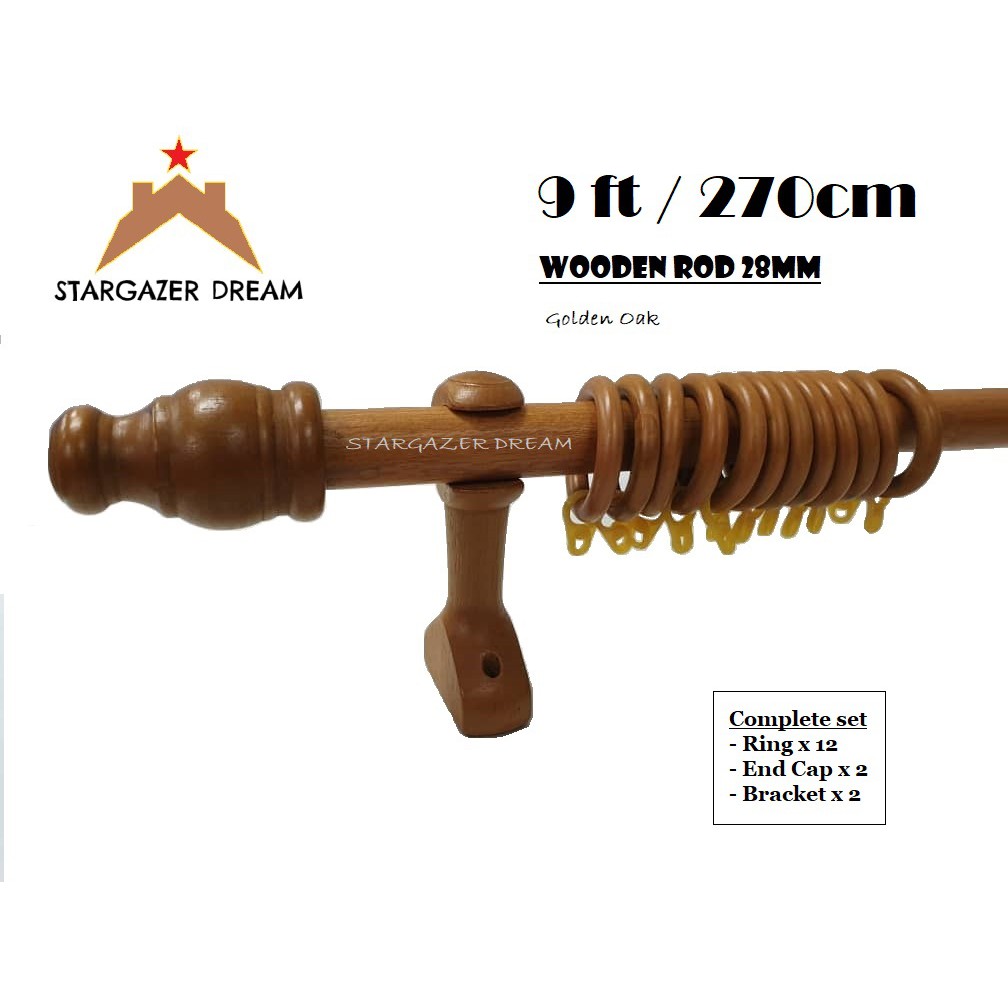 Wooden Curtain Rod 28mm 9ft No Joint Full Set Shopee Malaysia