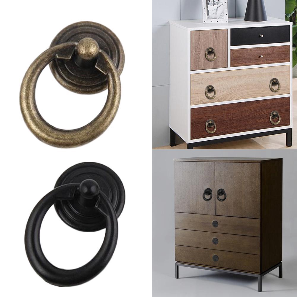 Cabinet Ring Knobs And Pulls Single Hole Hardware Handle Bronze