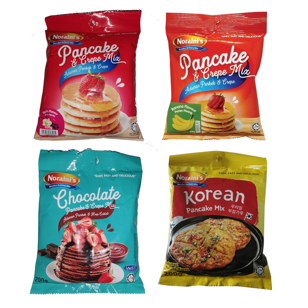 Noraini's Pancake Waffles Mix Flour 煎餅粉 Korea Crepe Powder Thin Coklat Tepung Premix Batter Instant