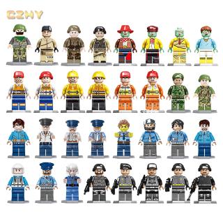 Minifigures Police Army Firefighter  Building Blocks Bricks Toys