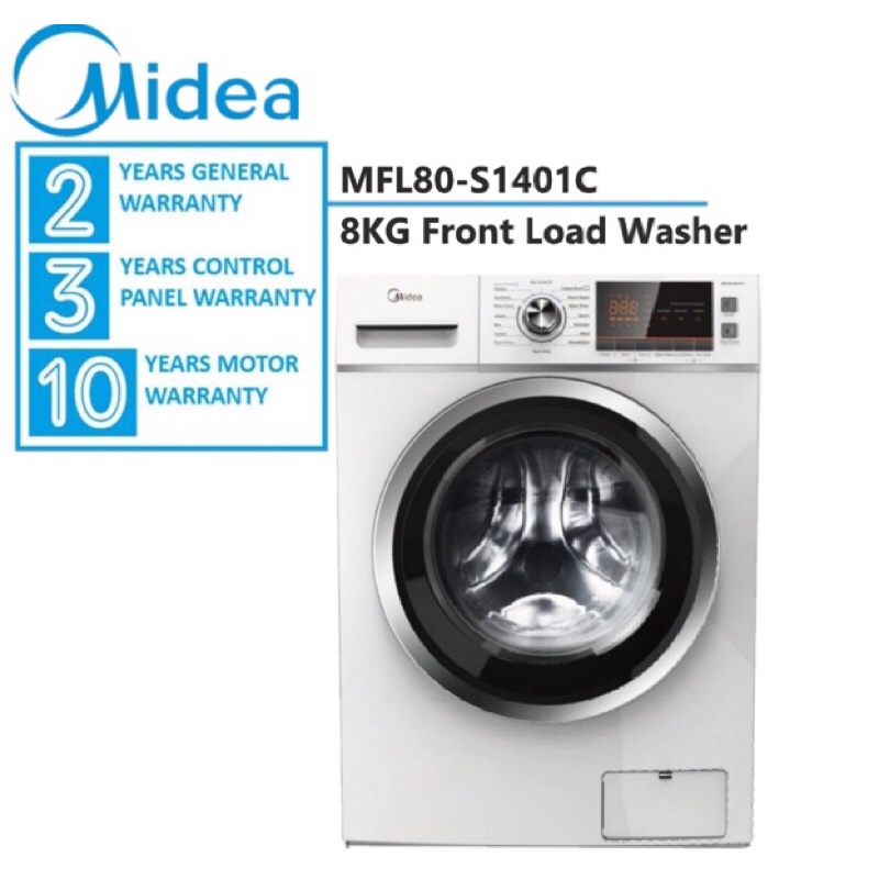 MIDEA Front Load Washer Inverter 8Kg (MFL80S1401C) | Shopee Malaysia