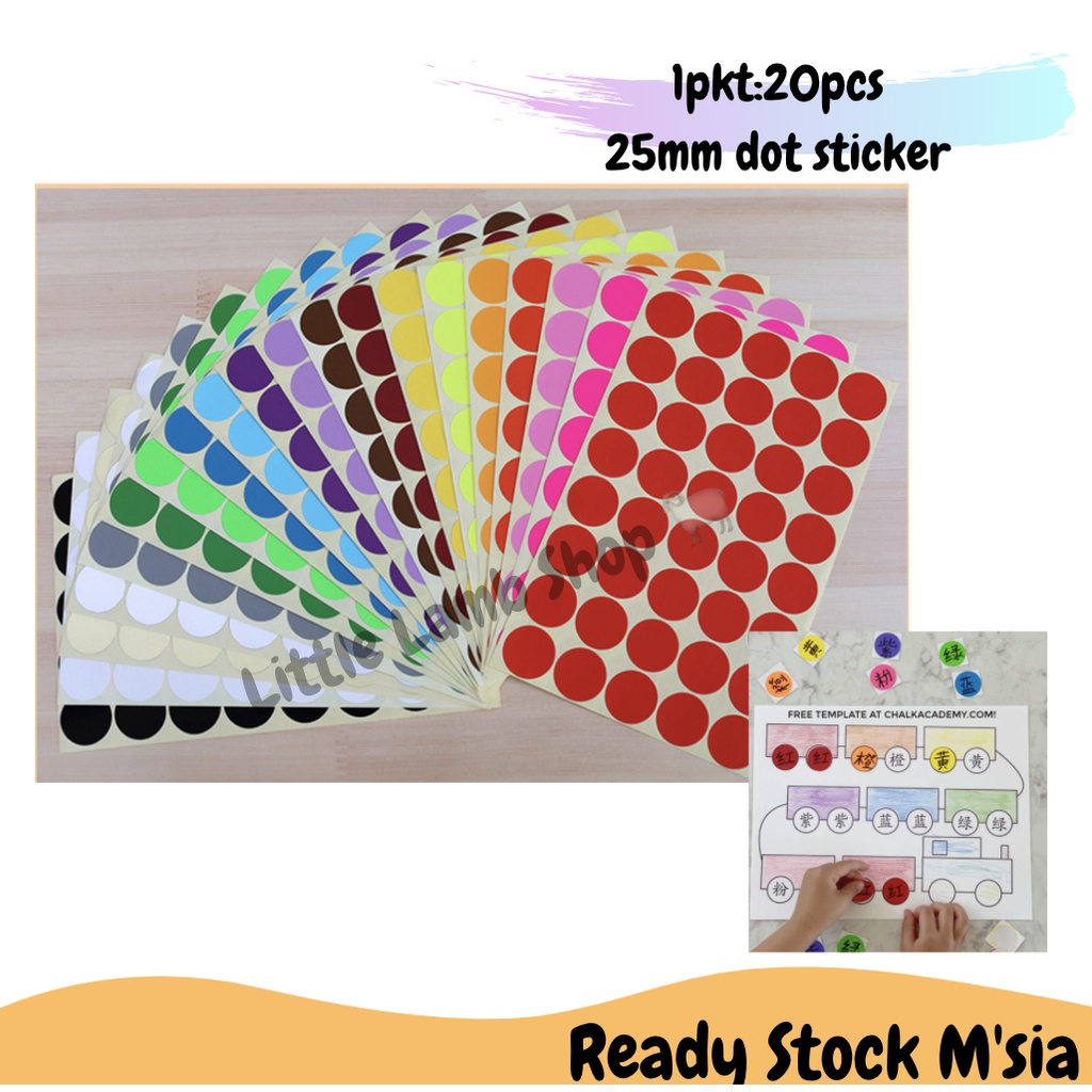 20pcs Colorful dot Sticker/ Do a dot arts/ Dot stickers/ Toddler ...