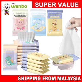 Wenbo 10pcs Wet Tissue Portable Cute Wet Tissue Non Alcohol Wet Tissue Tisu Basah Door Gift Wedding Goodie Murah