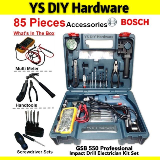 Bosch Original Gsb 550 Professional Impact Drill Electrician Kit
