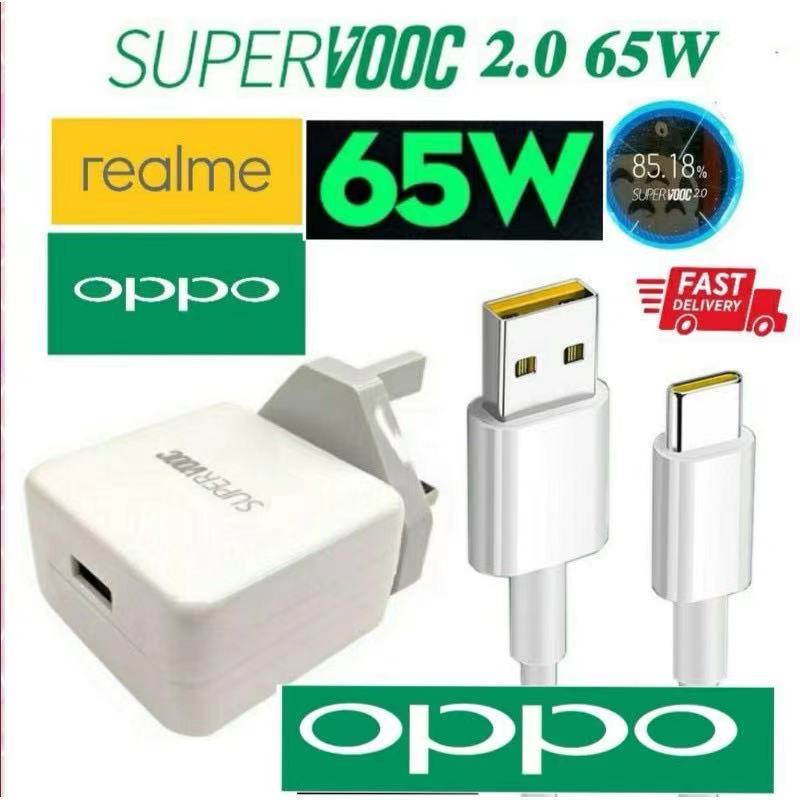 65w REALME OPPO SuperVOOC 10V/5.0A Charger Adapter Type C USB Sync Data Cable Set Realme 6 5 X50 Pro 5G X2 X3 SuperZoom