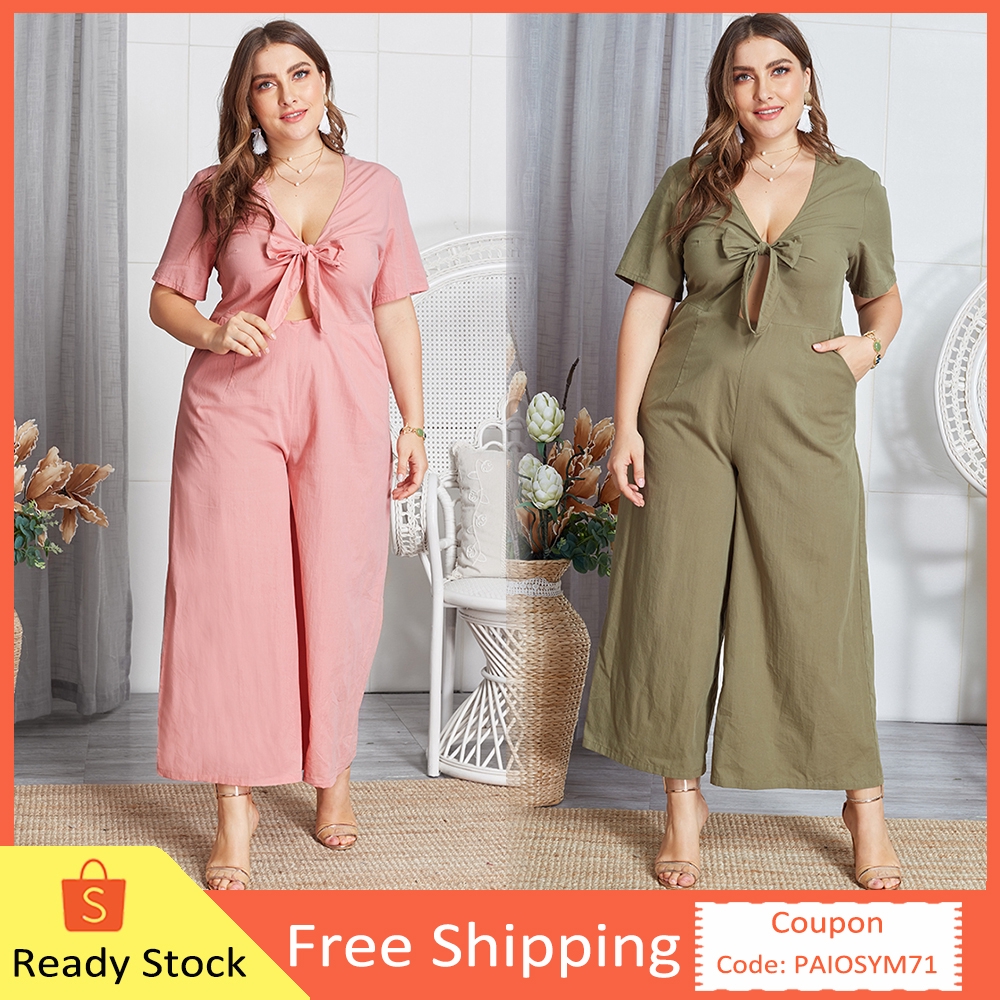 short sleeve jumpsuit plus size