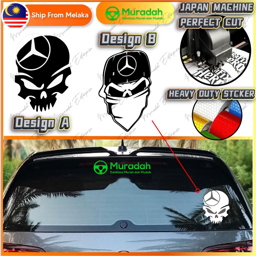 Muradah Mercedes Skull Car Sticker Window Sticker W210 G350 W205 W213 W204 W177 C200 A250 A180 Vito Tourer E250 Shopee Malaysia