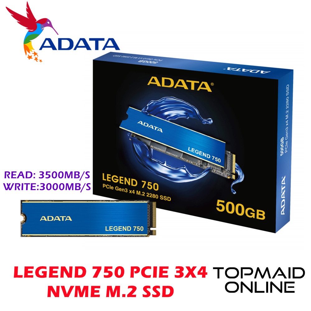 ADATA LEGEND 750 500GB / 1TB PCIE GEN 3X4 NVME M.2 SSD | Shopee Malaysia