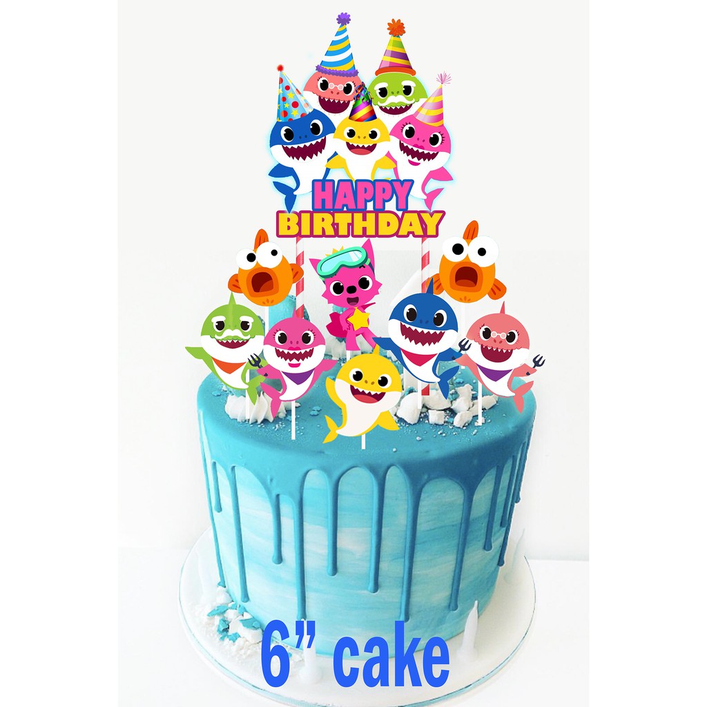 Cupcake Topper Cake Baby Shark Party Supplies Balloon Banner