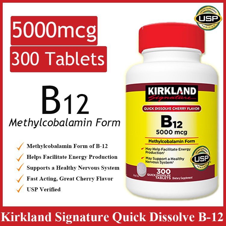 Kirkland Signature Quick Dissolve B12 5000 Mcg 300 Tablets Vitamin Sakit Saraf Kebas Tangan Atau Kaki 手脚麻痹 Shopee Malaysia