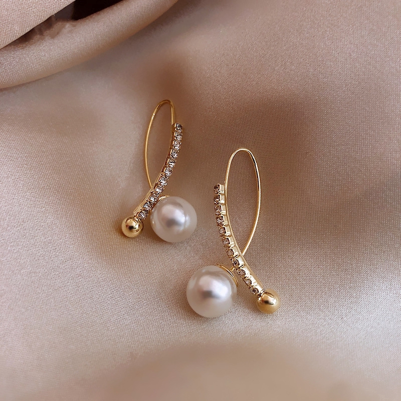 Fashion Feminine Cross Hypoallergenic Stud Earrings Vintage Baroque Pearl earrings