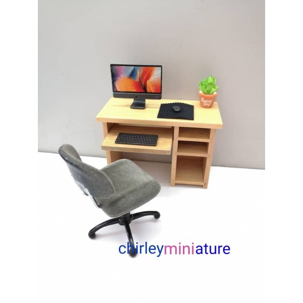 Miniature computer table 1/12 / Miniature computer chair 1/12