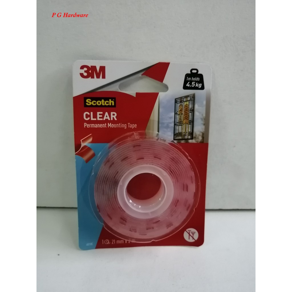 3M SCOTCH 21mm x 2m CLEAR Permanent Mounting Tape ( 1m holds 4.5kg / To