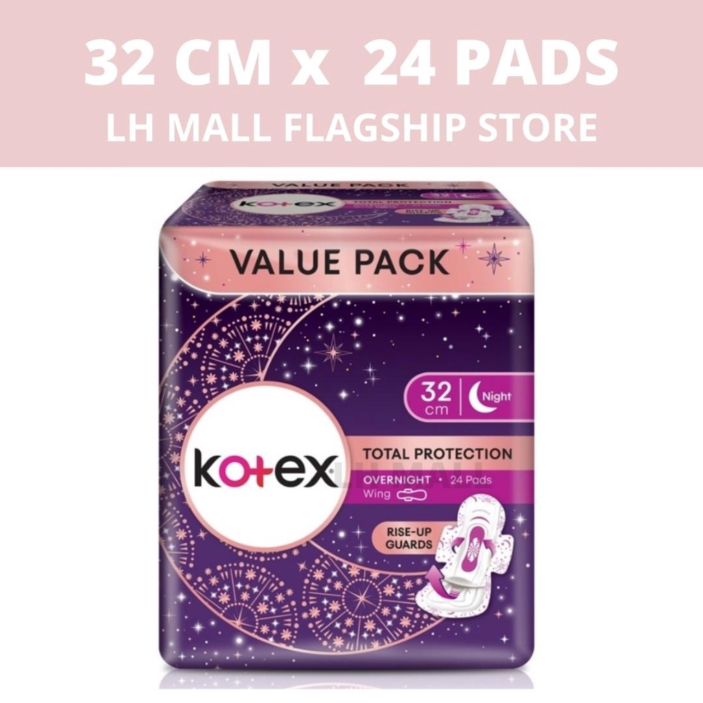 ( OVERNIGHT PADS 32cm x 24 Pads ) Kotex Total Protection Pads