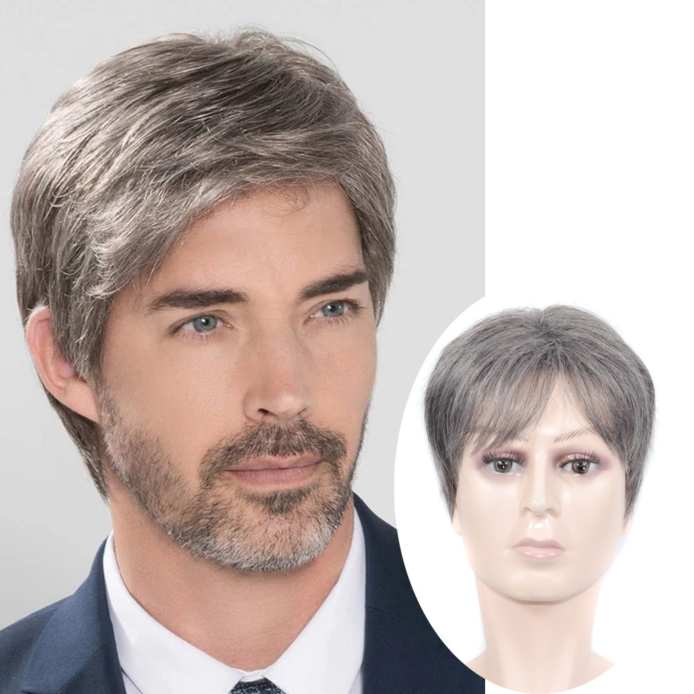 Short Men Wig Straight Synthetic Wig For Middle-aged And Elderly Men ...