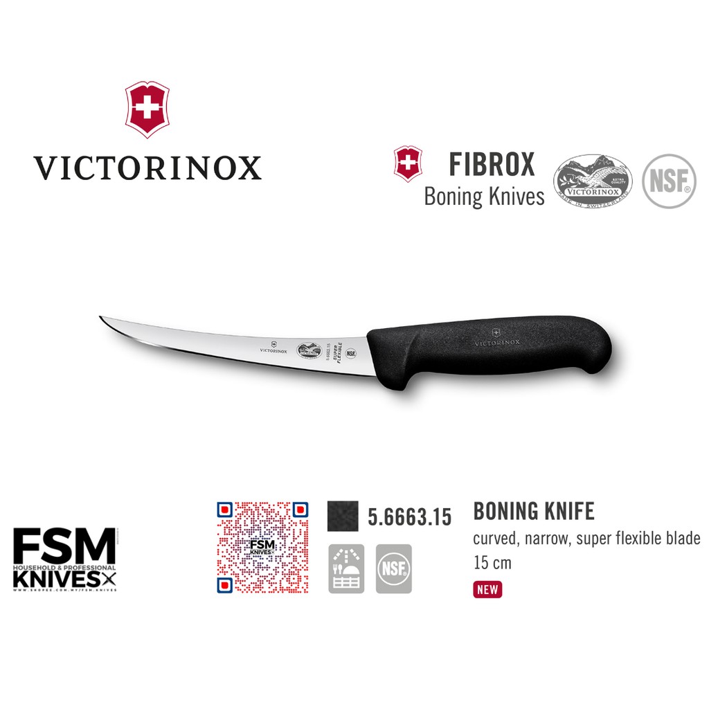 Fsm Knives Victorinox 15 Cm Pisau Lapah Daging Curved Narrow Super Flexible Blade Fibrox Boning Knives Knife 5 6663 15 Shopee Malaysia