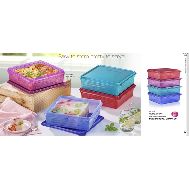 Tupperware B2b Snack Stor2 9l 4pcs Shopee Malaysia