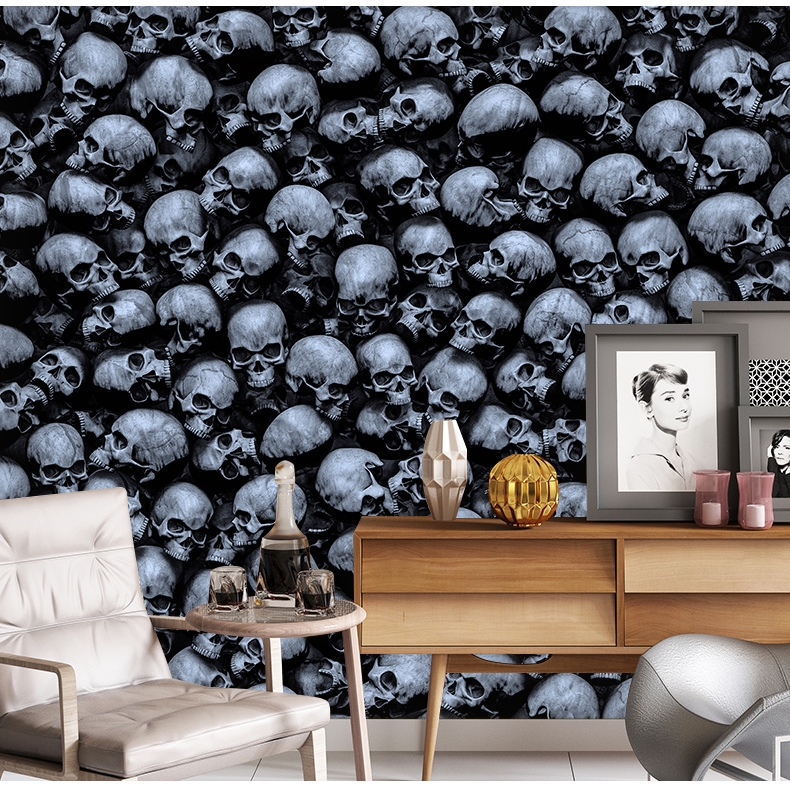 3d Self Adhesive Living Room Wallpaper Dark Gothic Skulls Wall Mural Photo Decor