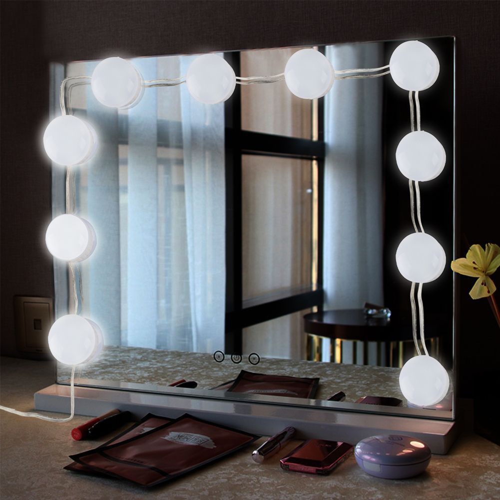 Diy 10led Dimmable Vanity Mirror Lights Kit Bulbs For Makeup Hollywood Mirror Shopee Malaysia