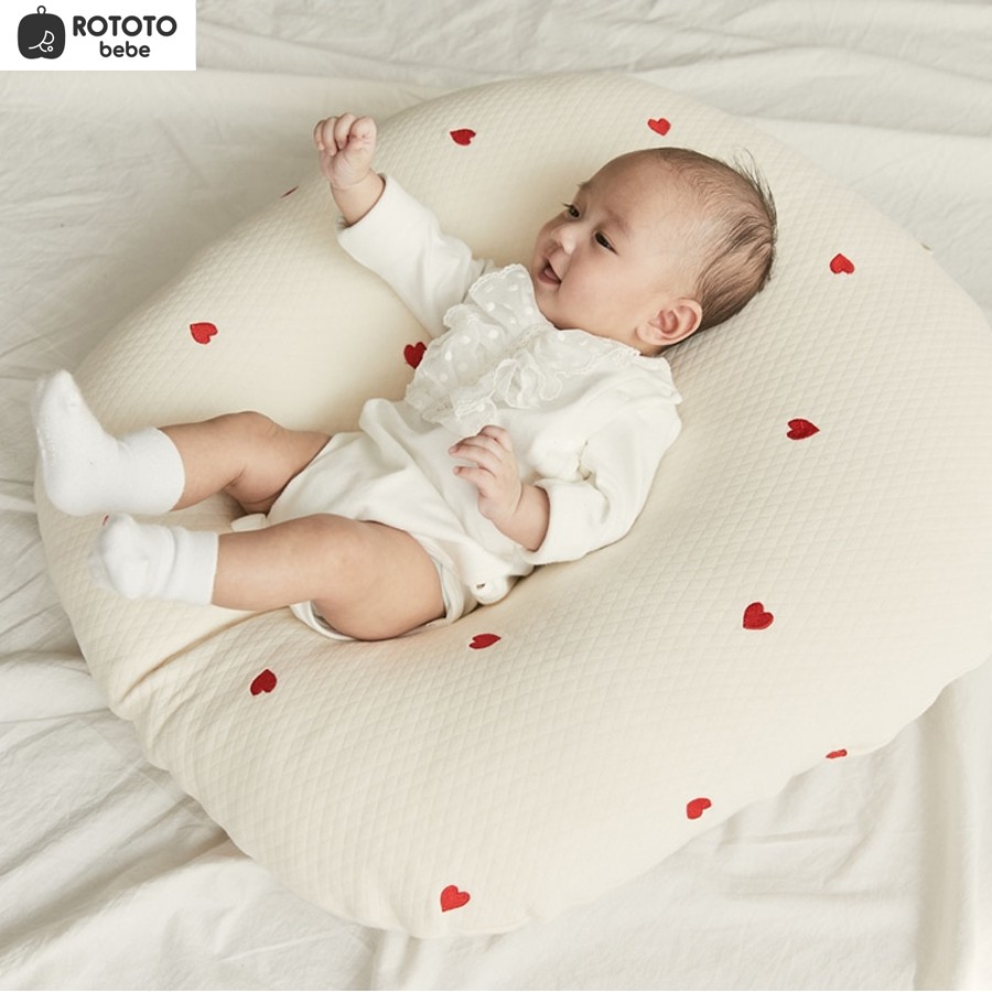 RototoBebe Nursing Pillow No Vomit Cushion Heart Quilted Cotton Bantal Menyusu Bayi