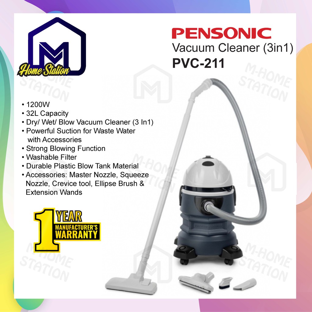 Pensonic Wet Dry With Blower Function Vacuum Cleaner 3 In 1 Pvc 211 Pvc211 Shopee Malaysia