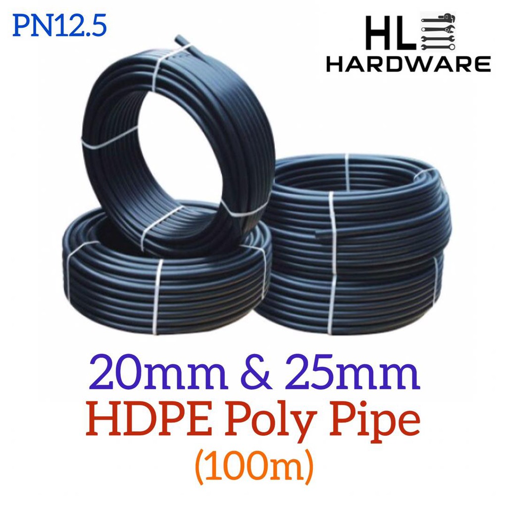 HDPE Poly Pipe PN12 5 x100m 20mm  25mm Poly Paip  Tebal 