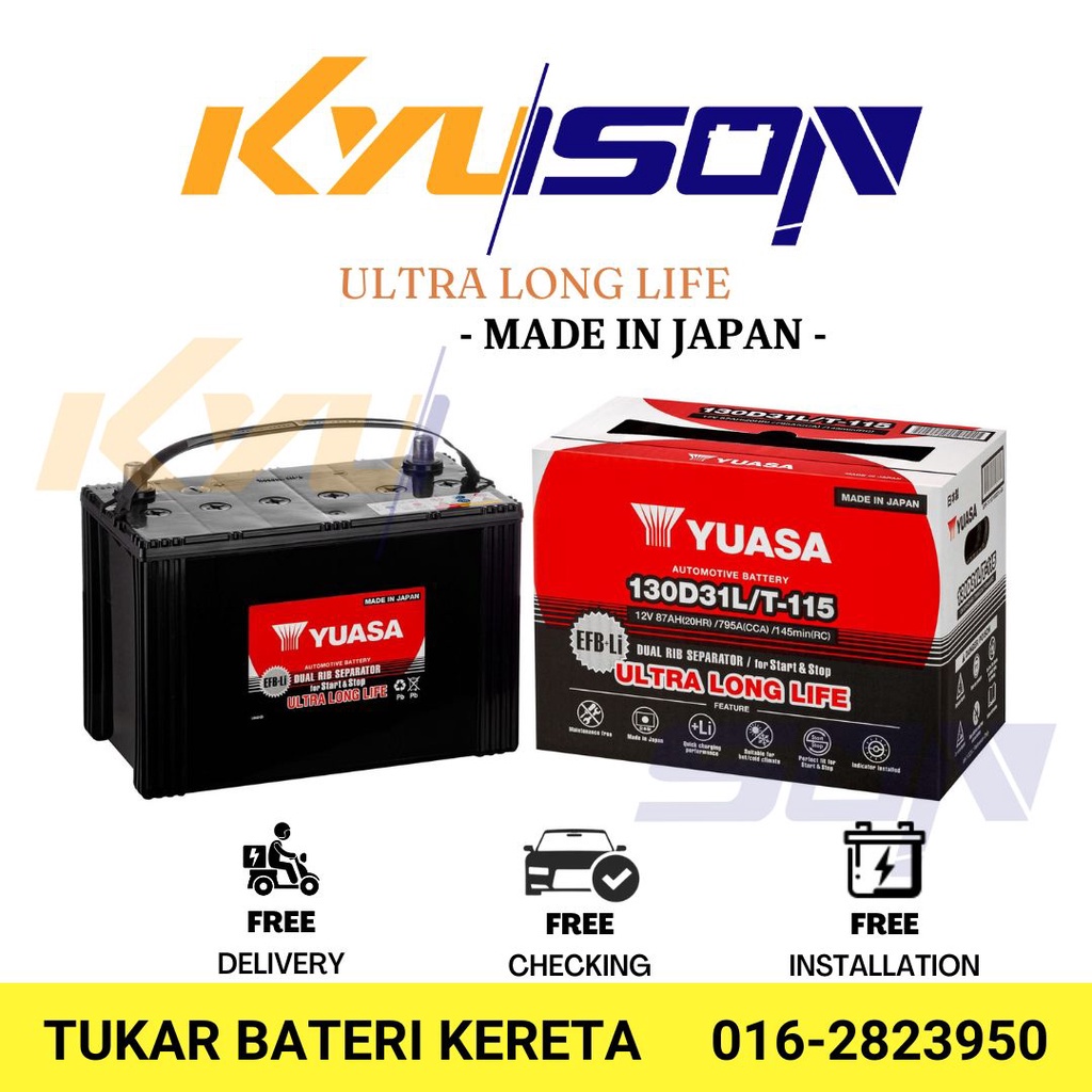 Yuasa T115 130D31L (EFB+Li) - Stop Start Battery For -- Mazda CX5 