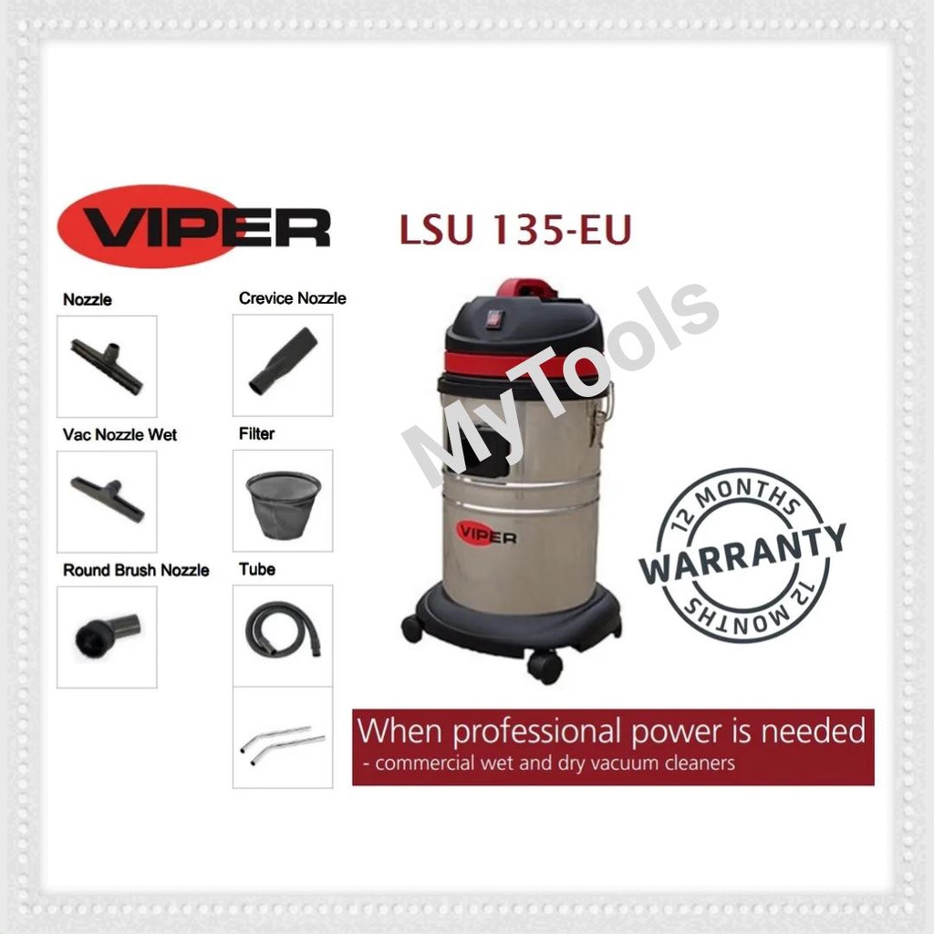 Viper LSU 135-EU Robust Commercial Wet & Dry Vacuum Cleaner, Vacuum ...