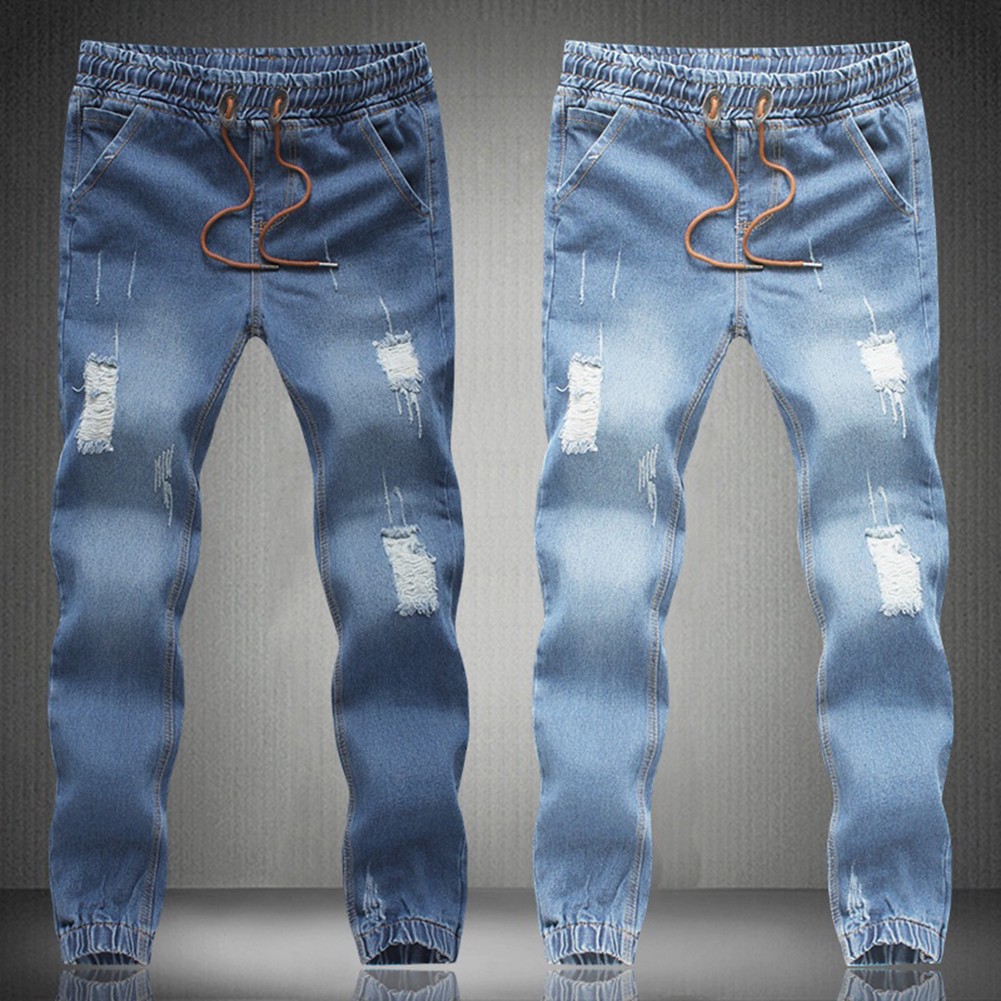 mens denim drawstring pants