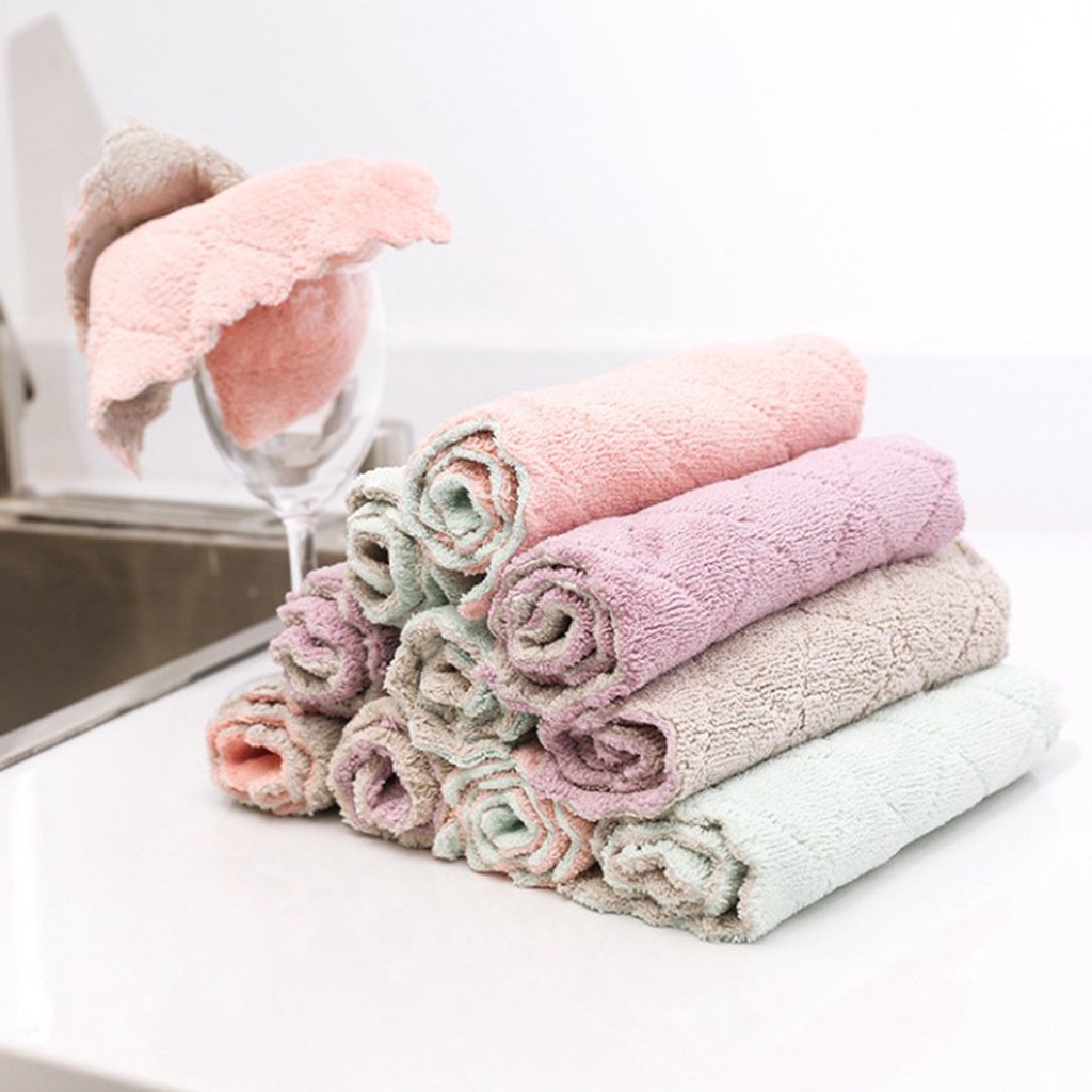 Dishcloth Microfiber Kitchen Towel Rags Glasses Washing Dish