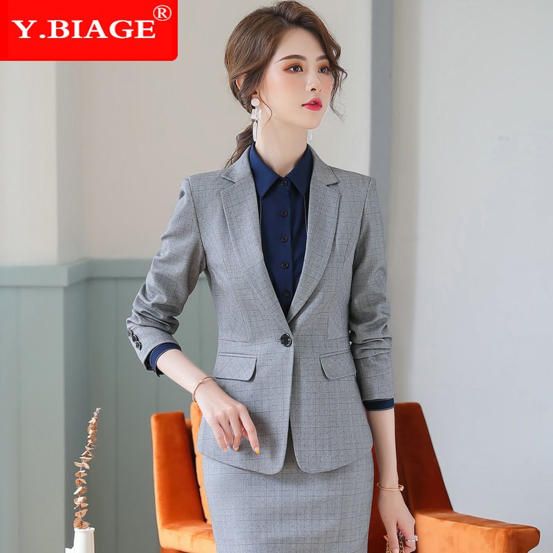 high quality 】New arrival women's office wear set long sleeve blazer &pant  or skirt 2 Pieces Set slim fit formal pant suit work wear coat&jacket and  Trouser Pants suit fashion professional suits |