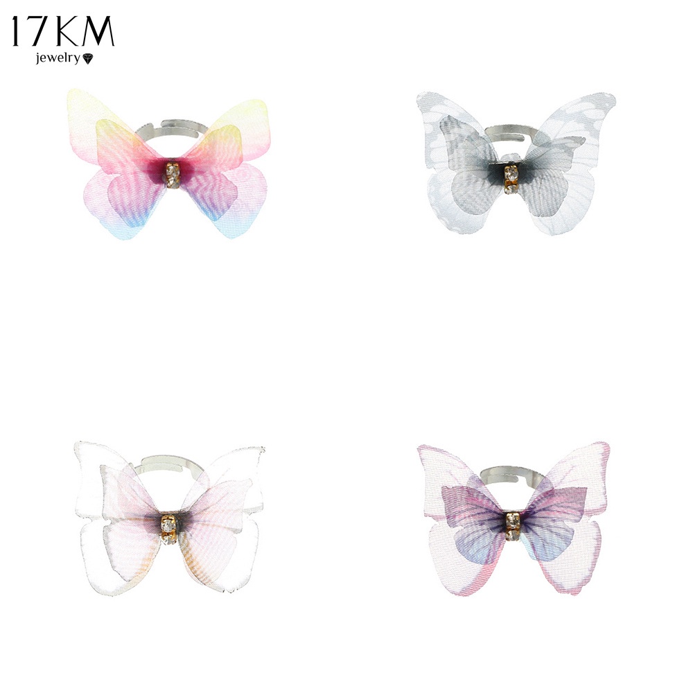 17KM Korean Butterfly Open Adjustable Gold Ring Fashion Finger Rings Women Jewelry Accessories