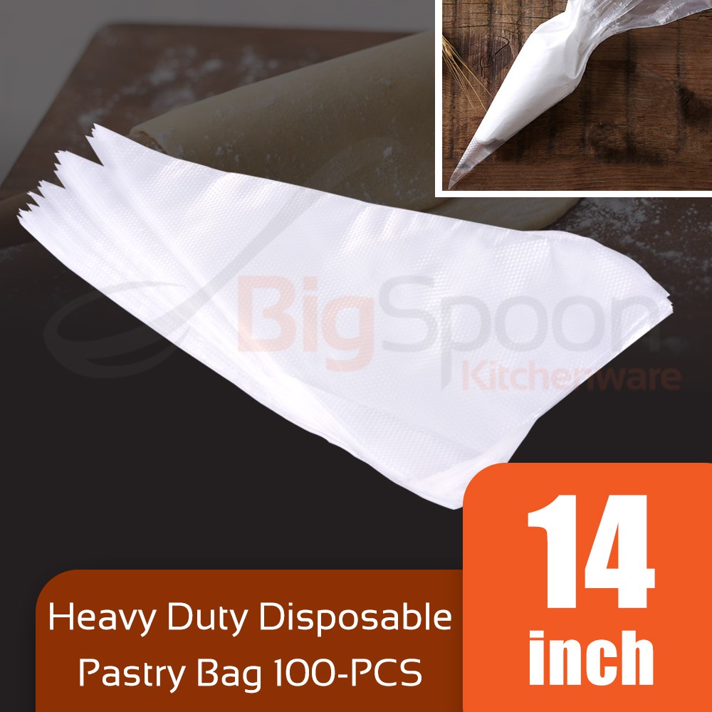 Heavy Duty Disposable Icing Piping Cream Pastry Bag 100-PCS Set 14 inch 35cm