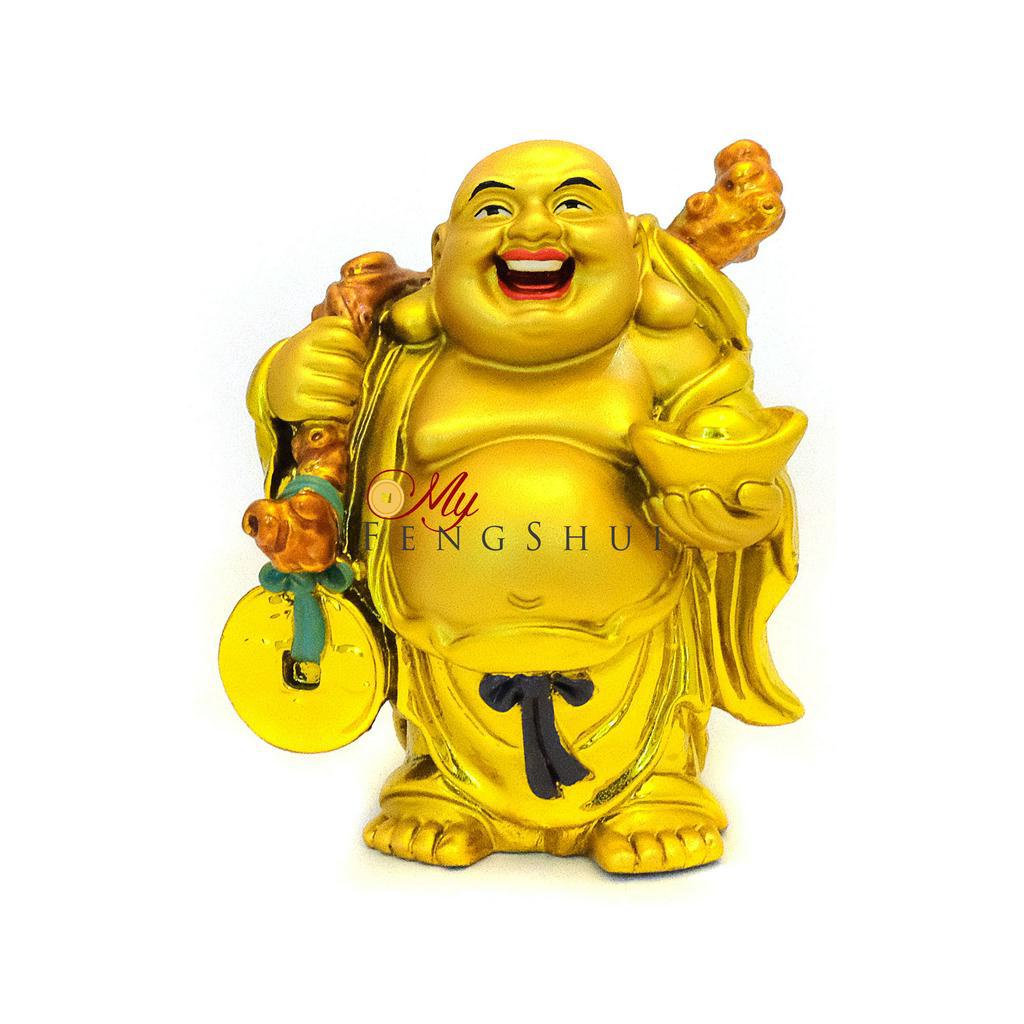 Feng Shui Golden Laughing Buddha for Wealth Happiness and Good Fortune 笑佛  弥勒佛 布袋佛 欢喜佛 | Shopee Malaysia