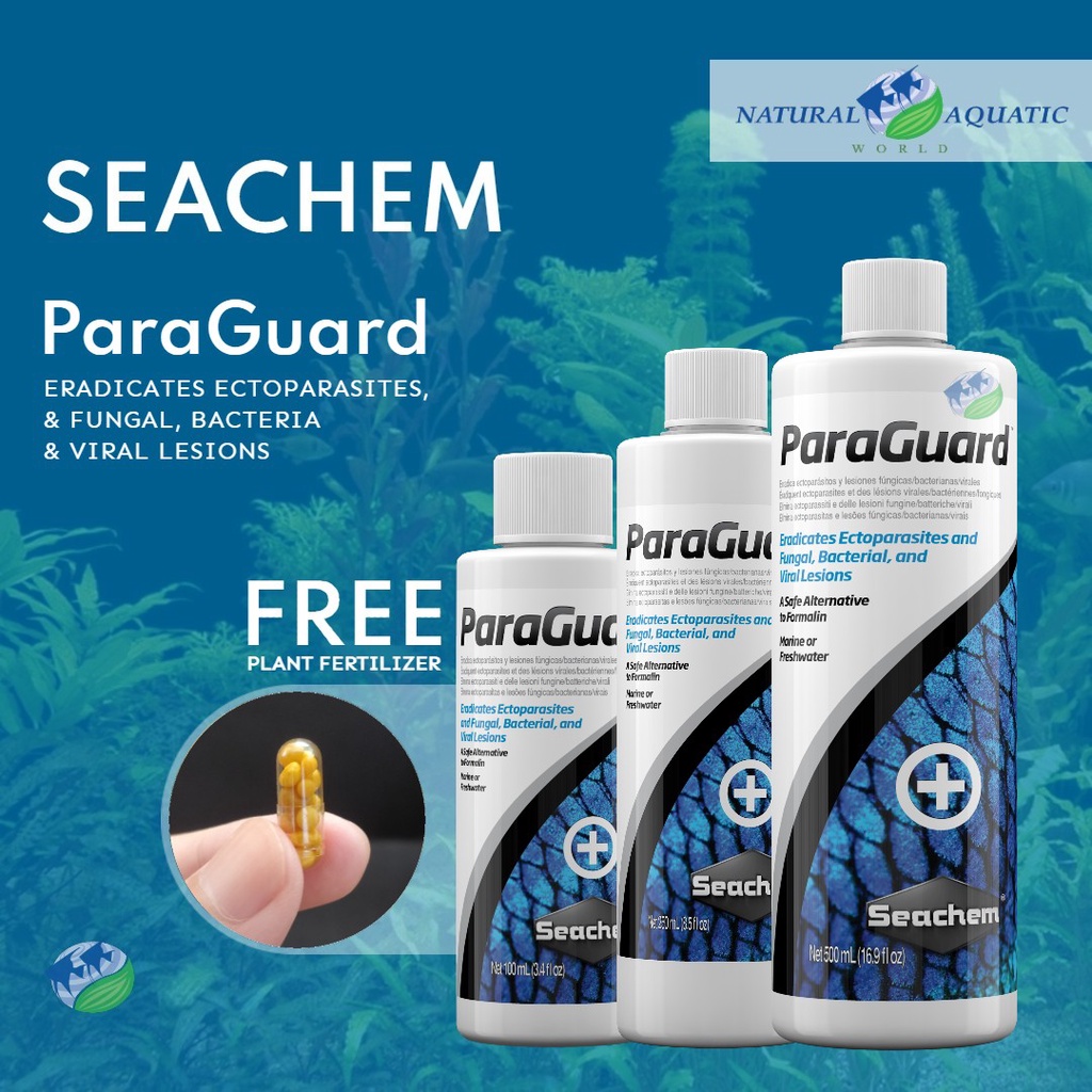 Seachem ParaGuard 100ml / 250ml / 500ml Eradicates Ectoparasites & Fungal, Bacterial & Viral Lesions