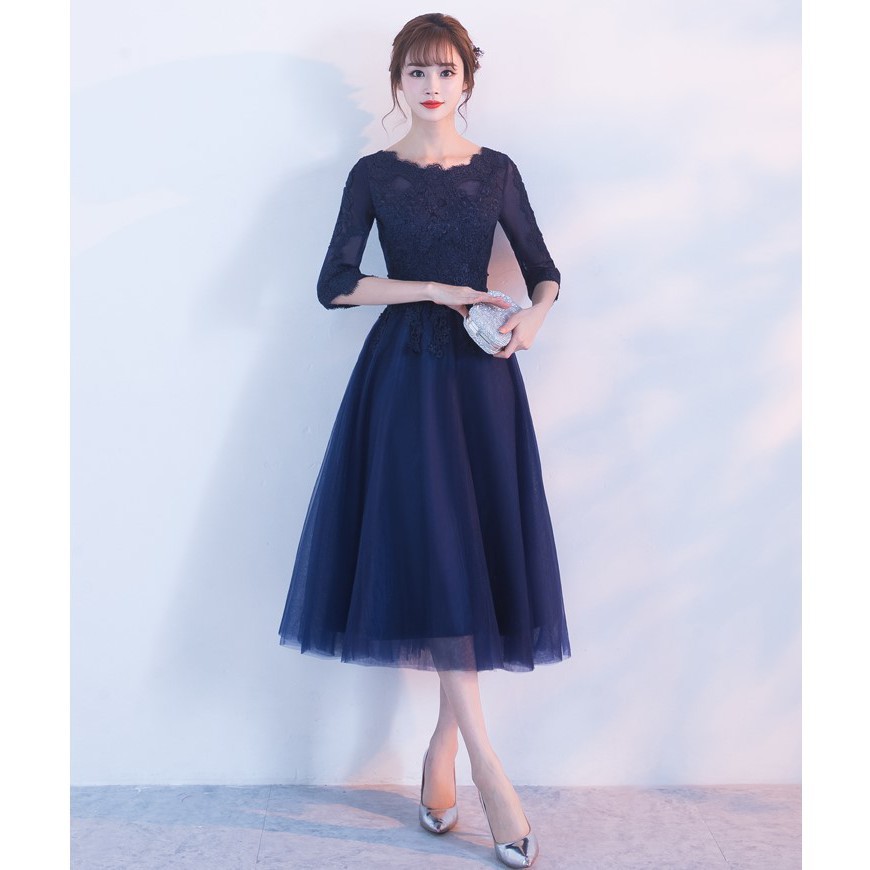 blue midi prom dress