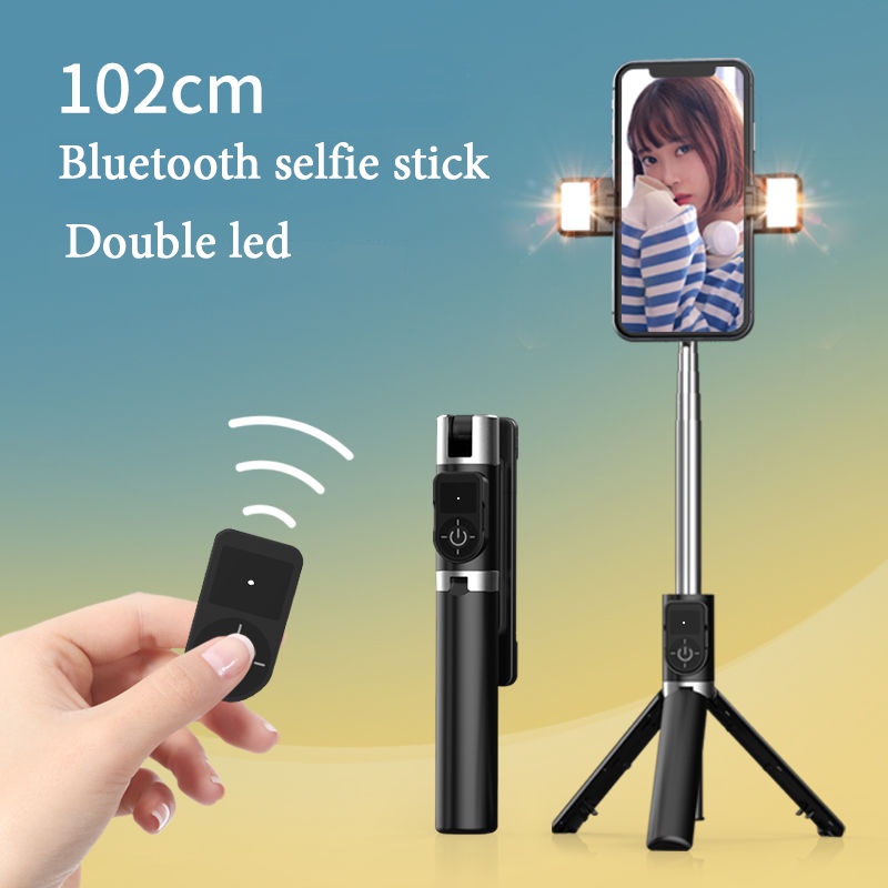 1 M Length Selfie Stick Tripod With Wireless Bluetooth Remote And 3 Colors LED Fill Light