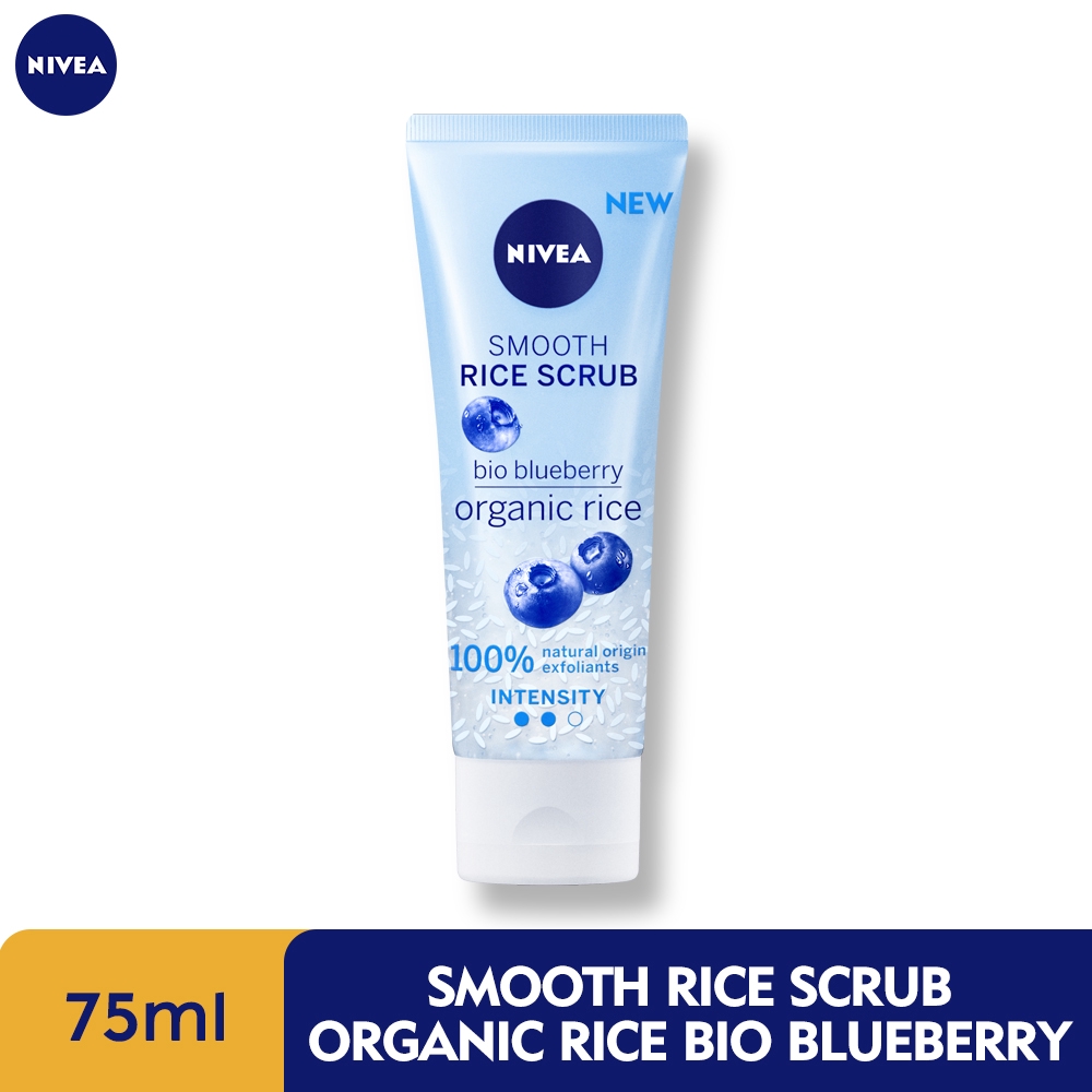NIVEA Smooth Rice Scrub Organic Rice Bio Blueberry 75ml/ Face Scrub/ Natural Ingredients, Vegan
