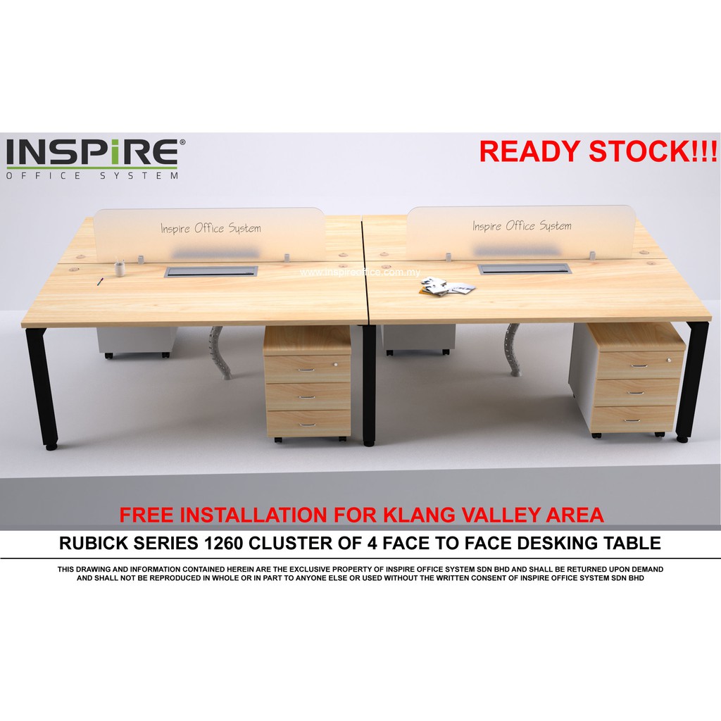 Rubick Series 1260 Cluster Of 4 Desking System Office Table Workstation Shopee Malaysia