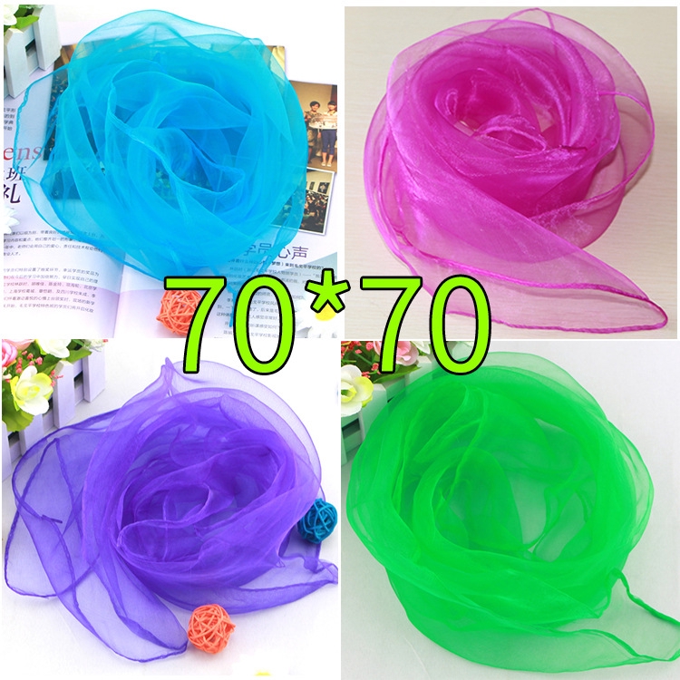 Pure Color Chiffon Small Scarves Show Dance New Style Small Square Kerchief Candy Color Shawl Wind Proof Shawl Baotou Silk Scarf 70 * 70cm