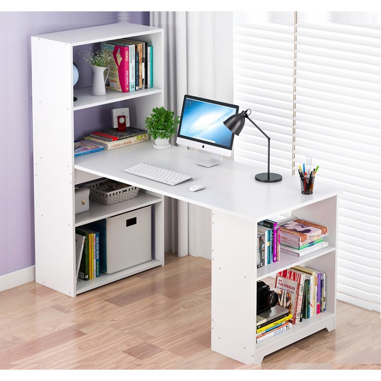 Osuki Home Office Table With Bookshelf White Shopee Malaysia