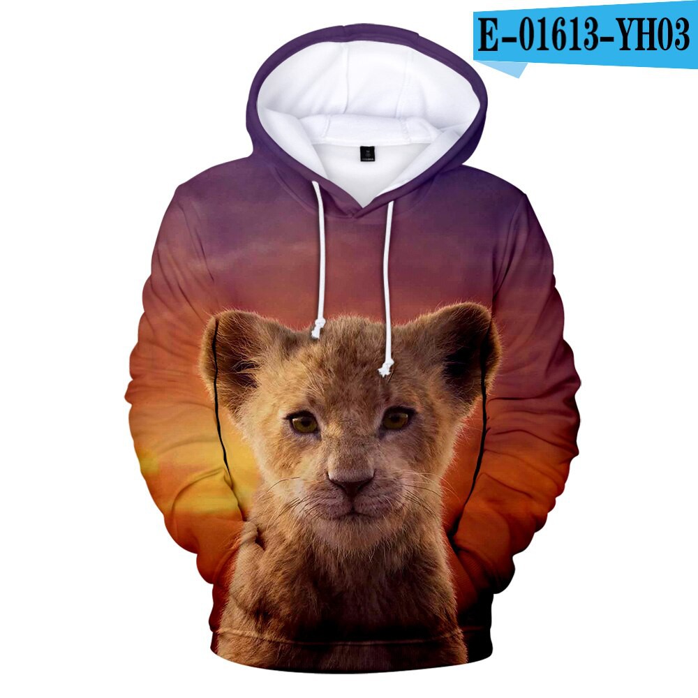 men 3d lion print hooded sweatshirt