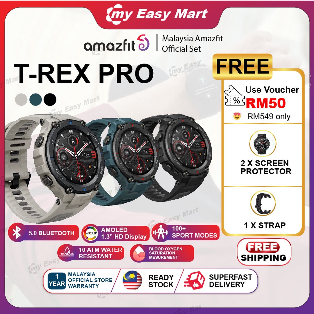 【𝟮𝟰𝗵𝗿 𝗦𝗵𝗶𝗽】Amazfit T Rex Pro Amazfit Trex Pro Fitness Smartwatch ...