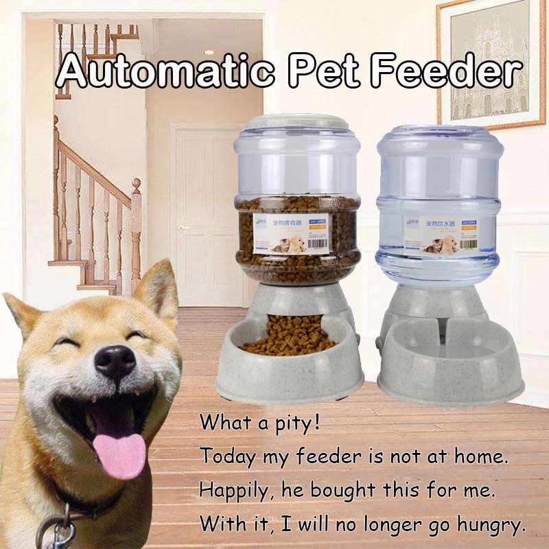 3 8l Automatic Pet Feeder Cat Puppy Bowl Water Dispenser Dog