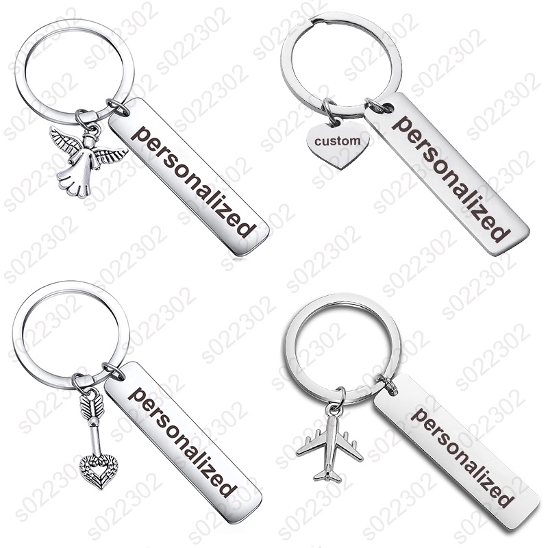 Personalized Stainless Steel Keychain Free Engraving Custom Name Keychain Men Women Motorbike Keyrings Gift Couple Friendship Key Chain