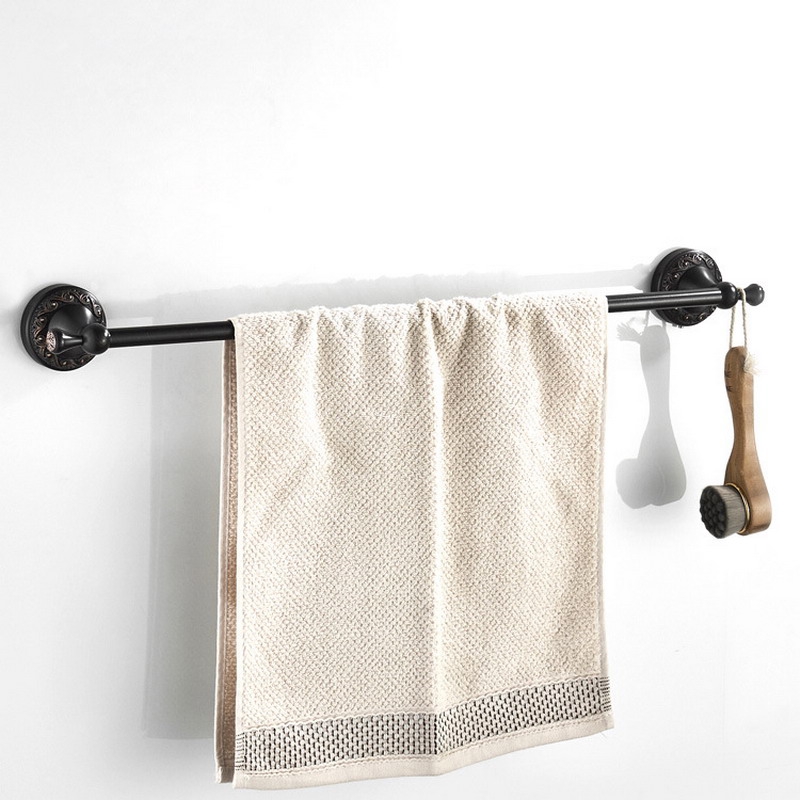 bathroom shelf with towel bar