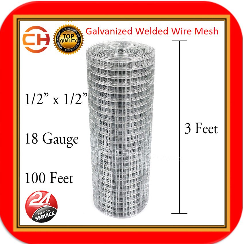 1 2 X1 2 X 19g X 3 X 50 Galvanized Welded Wire Mesh Fence Mesh Roll Garden Plant Supports Poultry Brc Netting Shopee Malaysia