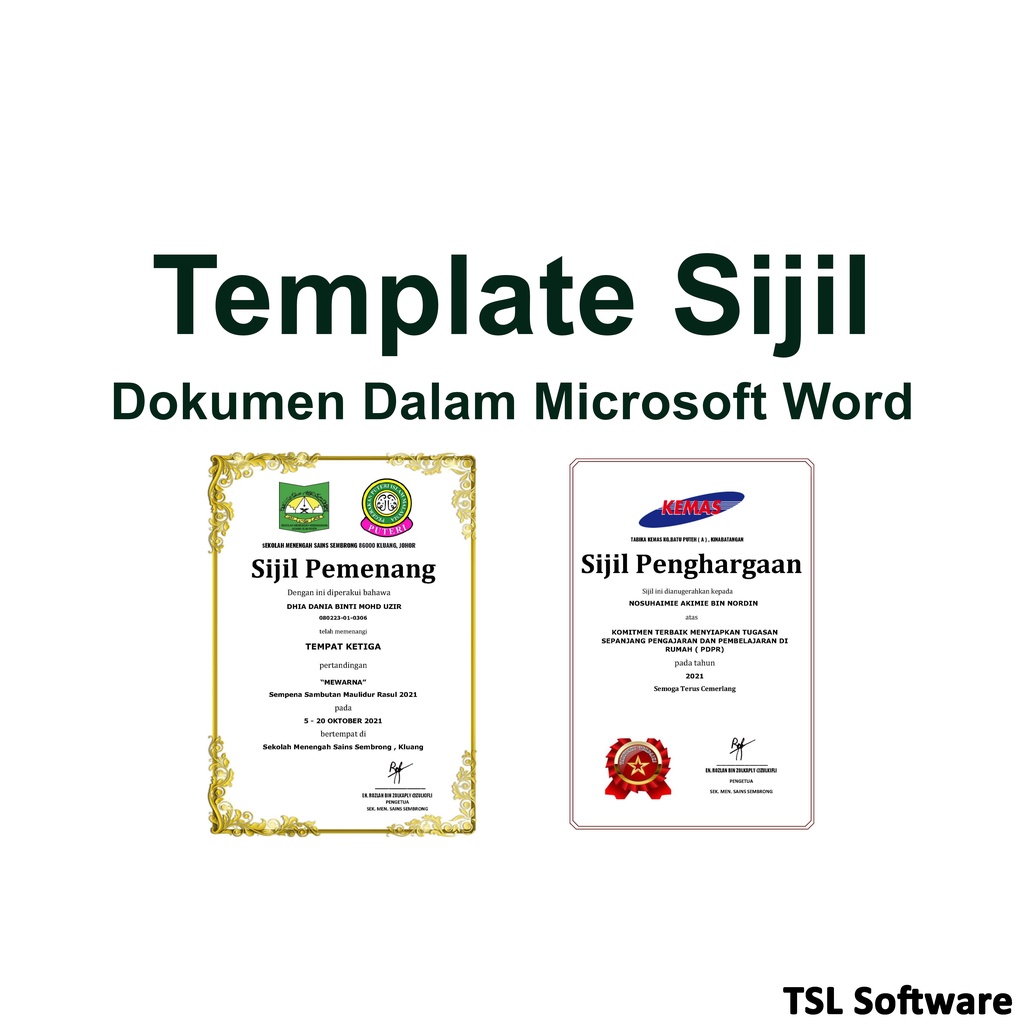 Template Sijil 🔥Edit Dalam Microsoft Word - Easy To Edit And Covert To ...